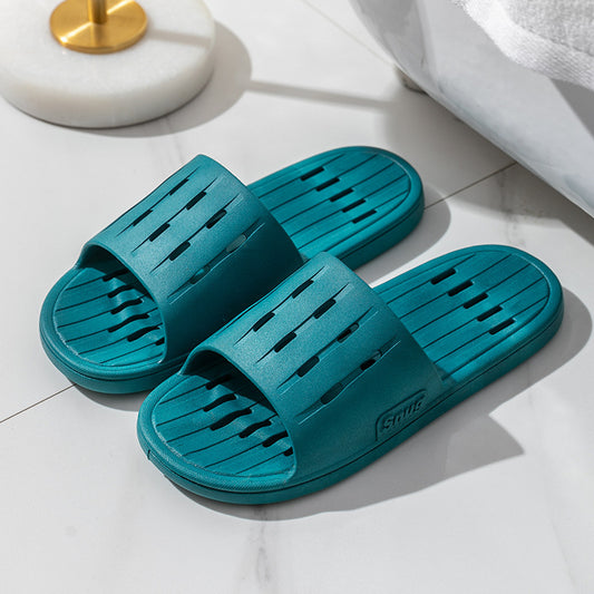 Breezy Comfort: Anti-Slip Striped Texture Hollow Design Slippers for Couples - Summer Indoor & Bathroom Wear - Goodoo