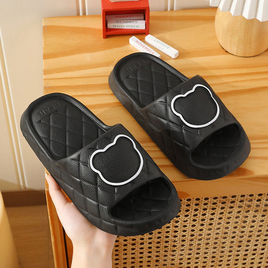 Rhombus Bear Slippers: Cute EVA Indoor Non-Slip Shoes for Men & Women - Perfect for Bedroom and Bathroom - Goodoo